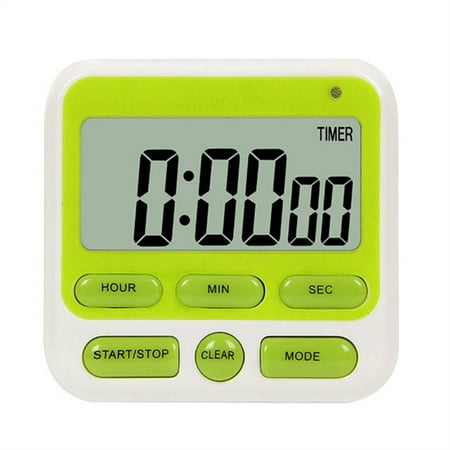 Digital Kitchen Timer with Mute/Loud Alarm Switch ON/Off Switch,Large LCD Display, 24 Hour Clock & Alarm, Memory Function Count Up & Count Down for Kids Teachers Cooking, Strong Magnet(Green)