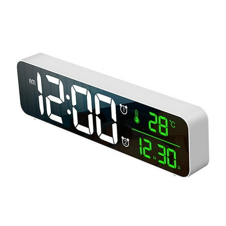 Digital Wall Clock Large Display,LED Digital Clock with Temperature and Auto Dimming, Easy Track The Time, Date and Day of Week,white，G165553