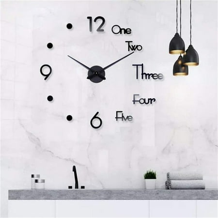 Dosaele Modern Frameless DIY Wall Clock Large 3D Wall Watch Mirror Numbers for Home Office