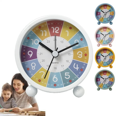 Educational Time Teaching Wall Clock for Kids, Silent Non-Ticking Battery Operated Learn to Tell Time Clock(White)