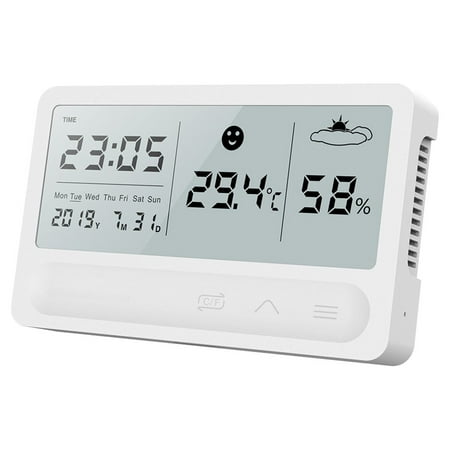 Electronic Clock ,with Indoor Outdoor Temperature - Digital Clock Battery Operated, Self-Setting, 4 Time Zones, DST