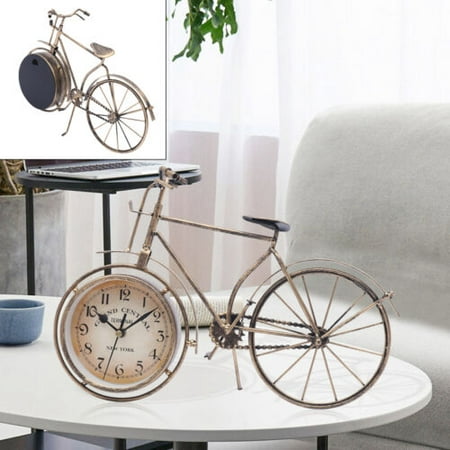 Farmhouse Distressed Bronze Metal Bicycle Clock Desk,Table Top, Shelf or Mantle