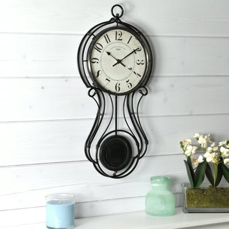 FirsTime Harwick Pendulum Wall Clock, Black, 20 in