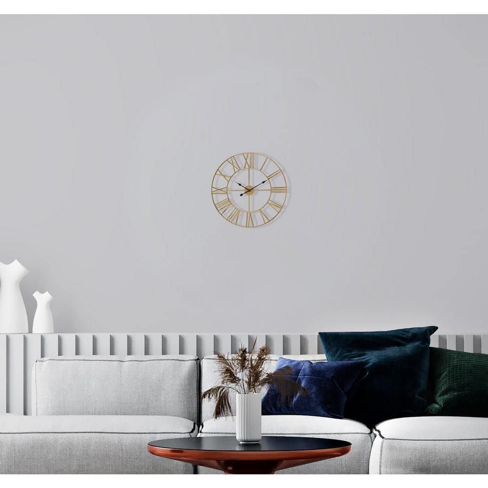 Gold Analog Metal Lighted Wall Clock