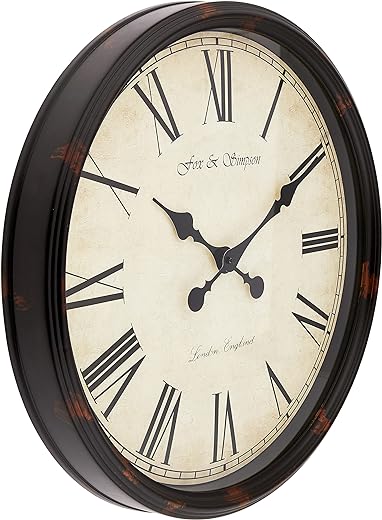 Grand Central Station Extra Large 50cm / 20-Inch Wall Clock in Cream (Black)