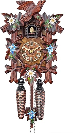 HerrZeit by Adolf Herr Quartz Cuckoo Clock - Alpine Flowers AH 40/8 QM