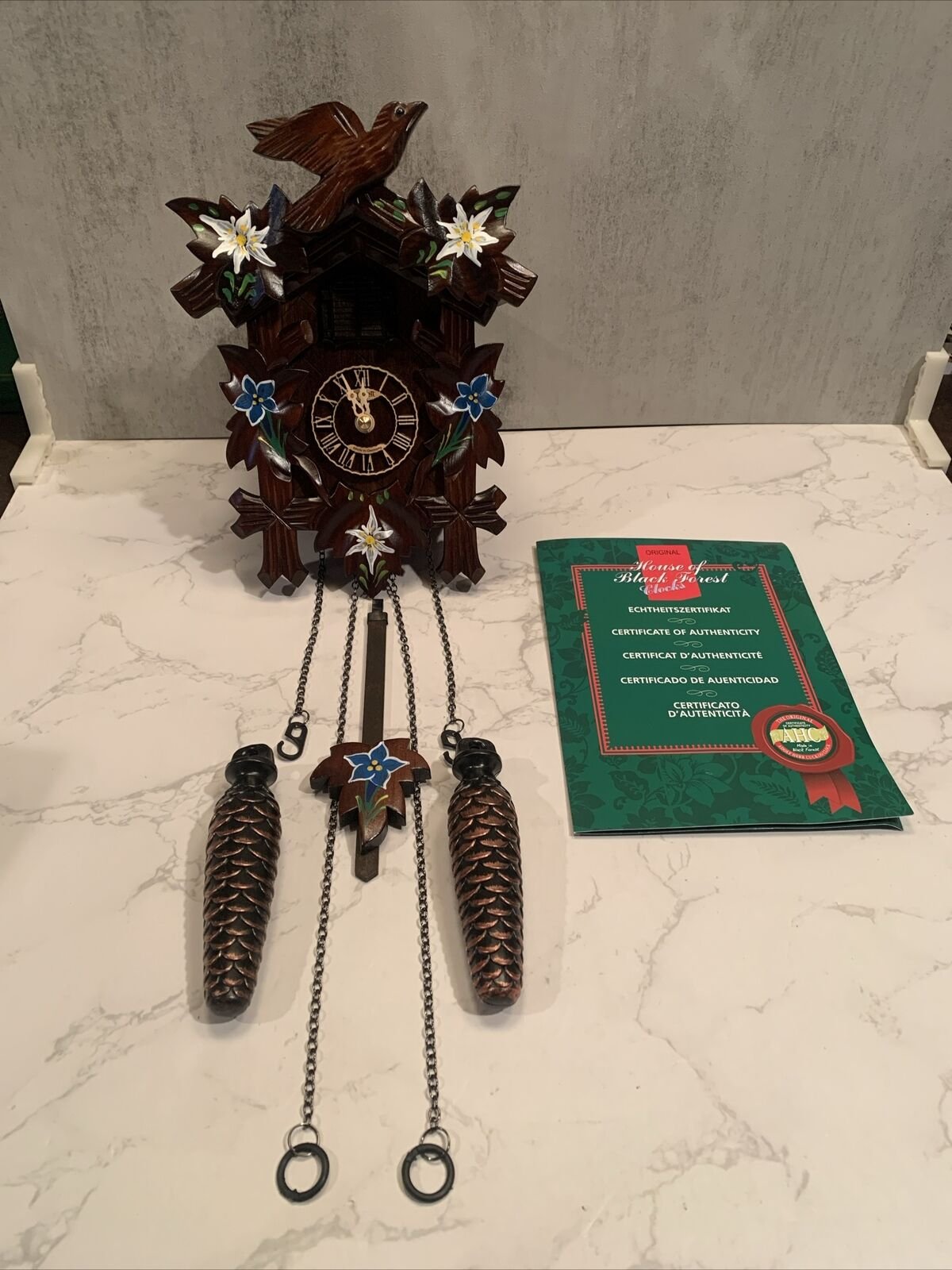 HerrZeit by Adolf Herr Quartz Cuckoo Clock - Alpine Flowers AH 40/8 QM READ