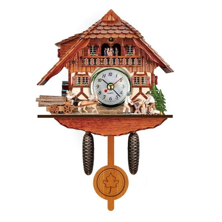 HIABIO Antique Wooden Cuckoo Wall Clock Bird for Time Bell Swing Alarm Watch Restaurant Bedroom Decoration