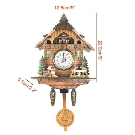 Home Decor Vintage Germany Black Forest Wall Mounted Clock Wooden Clock with Pendulum