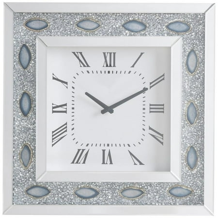 HomeRoots Mirrored Faux Crystal and Agate Wall Clock - 20H x 20W x 2D