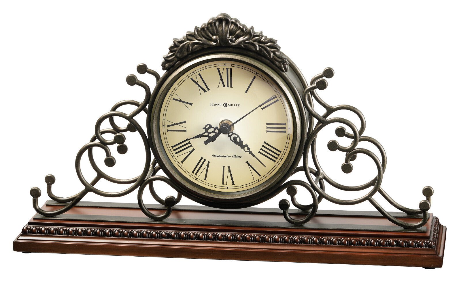 Howard Miller Adelaide Mantel Clock 635130 Antique Wrought-Iron Metal Timepiece