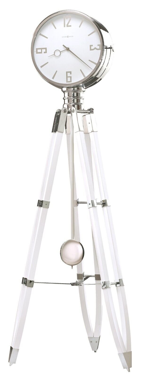 Howard Miller Chaplin III Floor Clock 615069 High Gloss White Tripod Timepiece