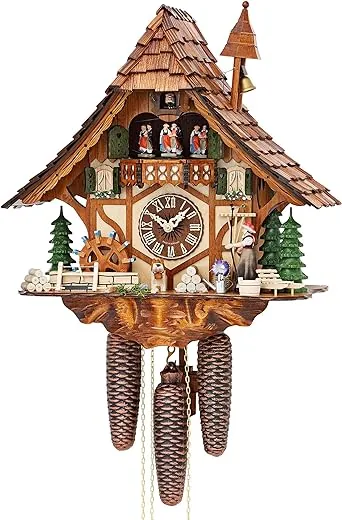 ISDD Cuckoo Clock Black Forest house with moving girl and mill wheel KA 3727/8 EX