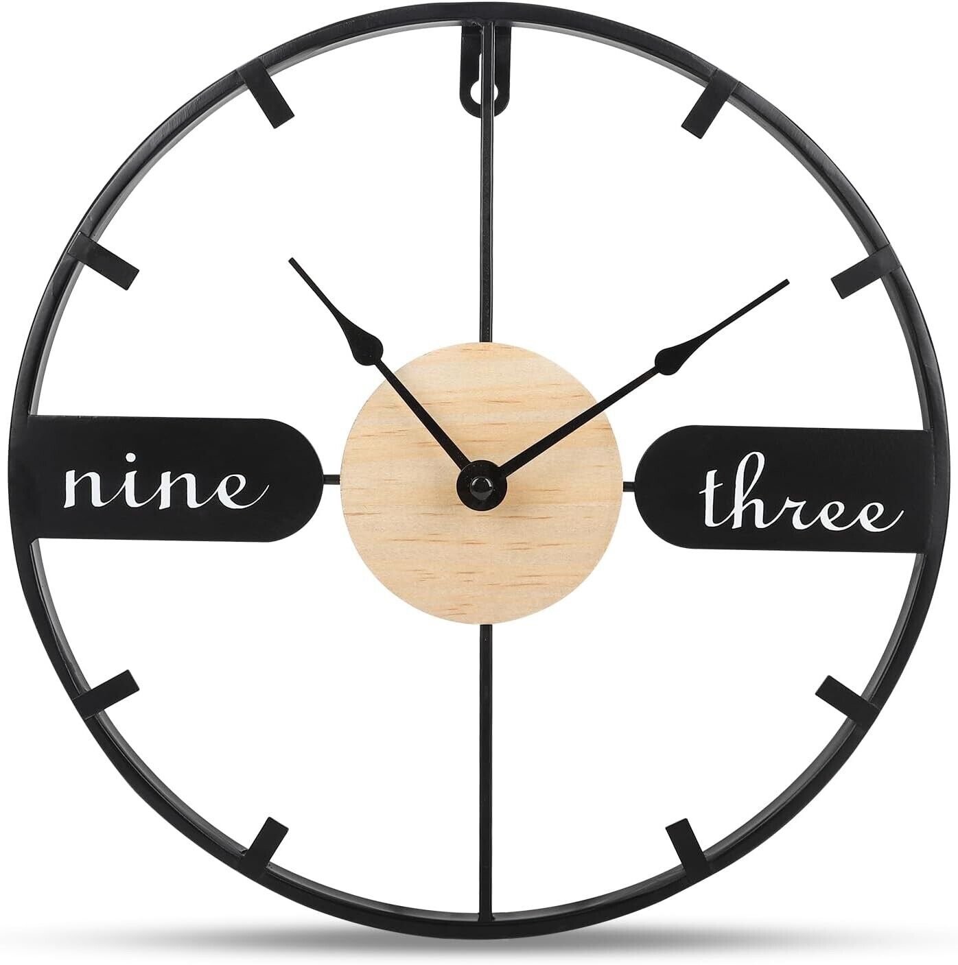 KULEDM Rustic 12-Inch Wall Clock - Silent Non-Ticking Farmhouse Clock