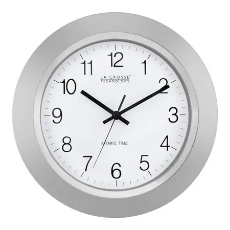 La Crosse Technology 14-inch Silver Contemporary Atomic Analog Clock, WT-3144S-Int