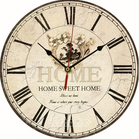 Large Vintage Rustic Wooden Wall Clock Kitchen Antique Retro