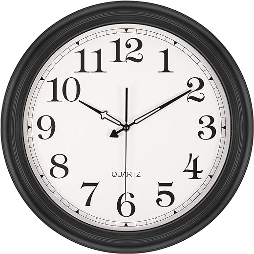 Large Wall Clock for Living Room Decor, Silent Non-Ticking Battery Operated Wall Clock, 18 Inch Black Retro Decorative Wall Clock for Home Office, Kitchen, Bedroom, Outdoor Patio, Porch