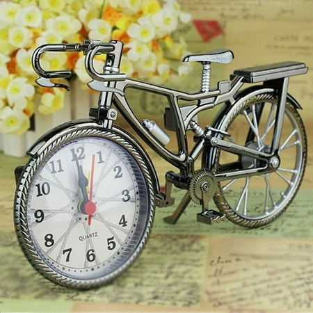 Limei Vintage Mini Bicycle Model Alarm Clock Battery Powered Desk Shelf Clock Creative