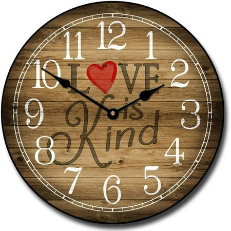 Love Is Kind Wall Clock | Ultra Quiet Quartz Mechanism | Hand Made In Beautiful Crisp Lasting Color | Comes In 8 Sizes | 48-Inch