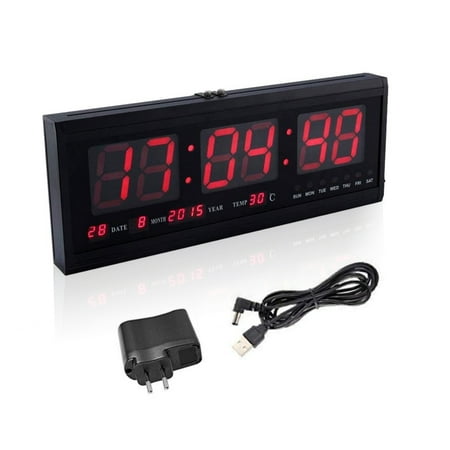 LYUMO Digital LED Wall Desk Alarm Clock Digital Large Big Digits LED Clock Calendar Temperature