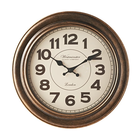 Mainstays 15 Analog Decorative Wall Clock, Brushed Copper