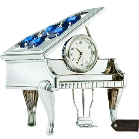 Matashi Silver Plated Vintage Piano Desk Clock for Shelf Desktop Tabletop Clock with a Luxury Gift Box - Gift for Musician New Year Valentines Day Christmas Birthday Anniversary Mother's Day