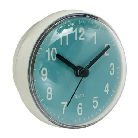 Mini Sucker Wall Clock: Anti-Fog, Waterproof Design for Bathroom, Kitchen, Toilet - Small Quartz Table Clock Aqua