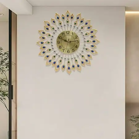 Miumaeov Large Wall Clock 26inch Modern Round Metal 3D Silent Non-Ticking Quartz Battery Operated with Arabic Numerals Crystal Decorative Wall Clocks for Home Office Decor