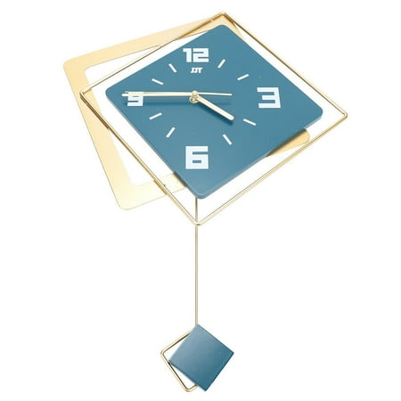 Modern Double-Layer Simple Pendulum Wall Clock Square Metal Clock Decoration