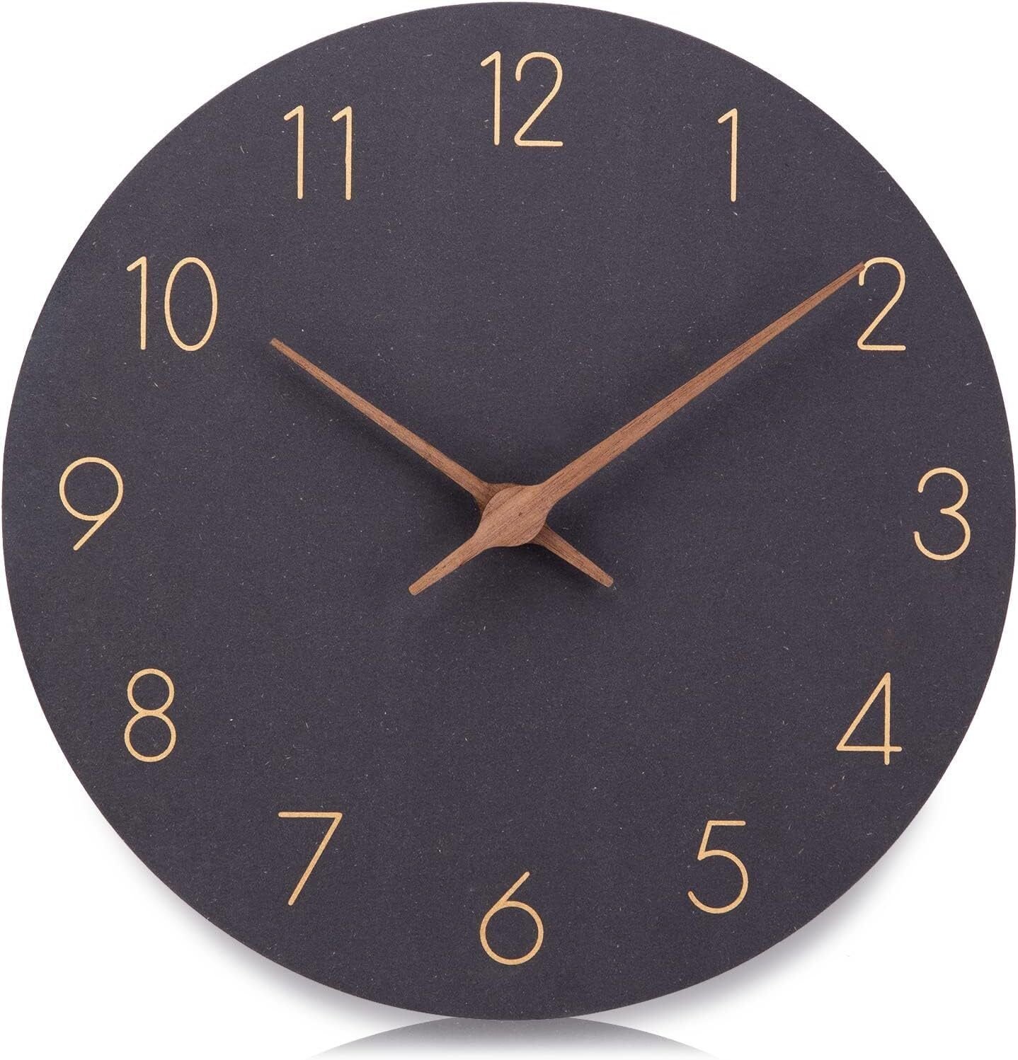 NESIFEE 30 cm Wooden Wall Clock Frameless with Silent Quartz Movement Modern US