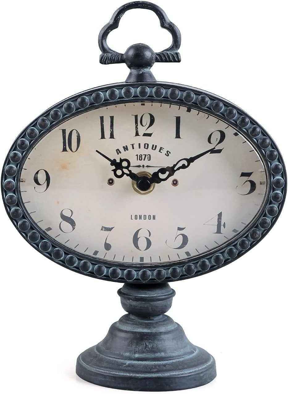 NIKKY HOME Vintage Table Clock with Beads, Shelf Desk Top Antique Turquoise