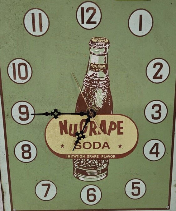 NUGRAPE SODA METAL ADVERTISING CLOCK