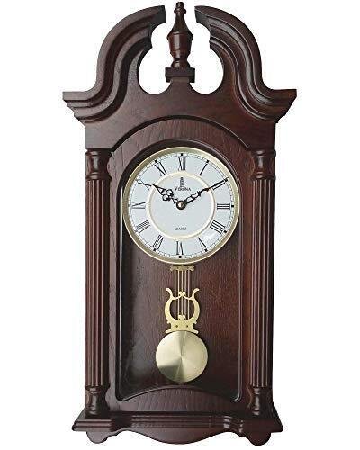 Pendulum Wall Clock Silent Decorative Wood Pendulum Clock with Swinging Pendu...