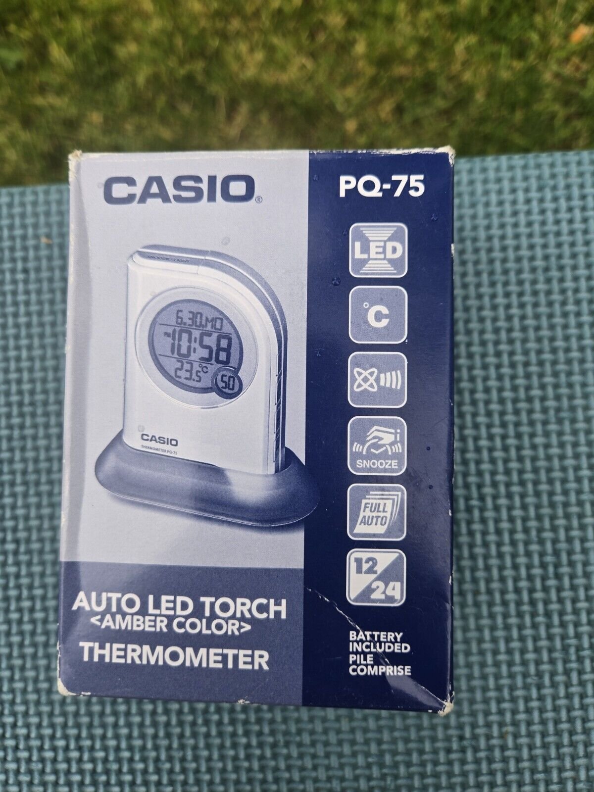 PQ75-2DF Casio Digital Alarm Clock ,Thermometer , Auto Led Torch, Orange