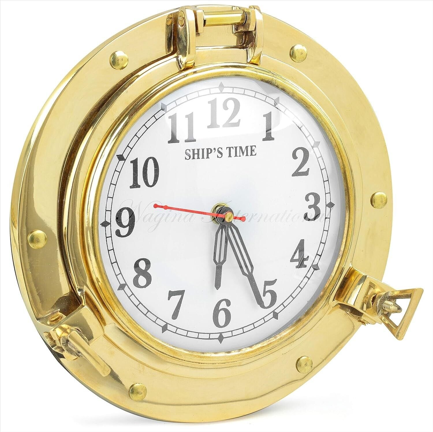 Premium Nautical Antique Brass Porthole Vintage Time's Wall Clock Pirate's Decor