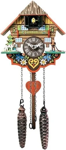 River City Clocks Musical Multi-Colored Quartz Cuckoo Clock - 8 Inches Tall - Model # M8-08PQ