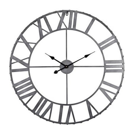 Rivet Edge Roman Industrial Wall Clock Pewter 32 in.