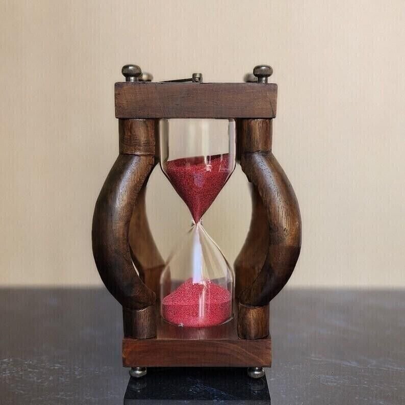 Sand Timer Hourglass 5 Minutes Antique Brass Sundial Glass Clock Sandglass Gift