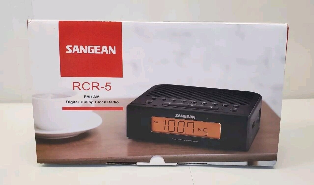 Sangean FM/AM Clock Radio Digital Tuning Dual Alarm Timer RCR-5 Black New HWS