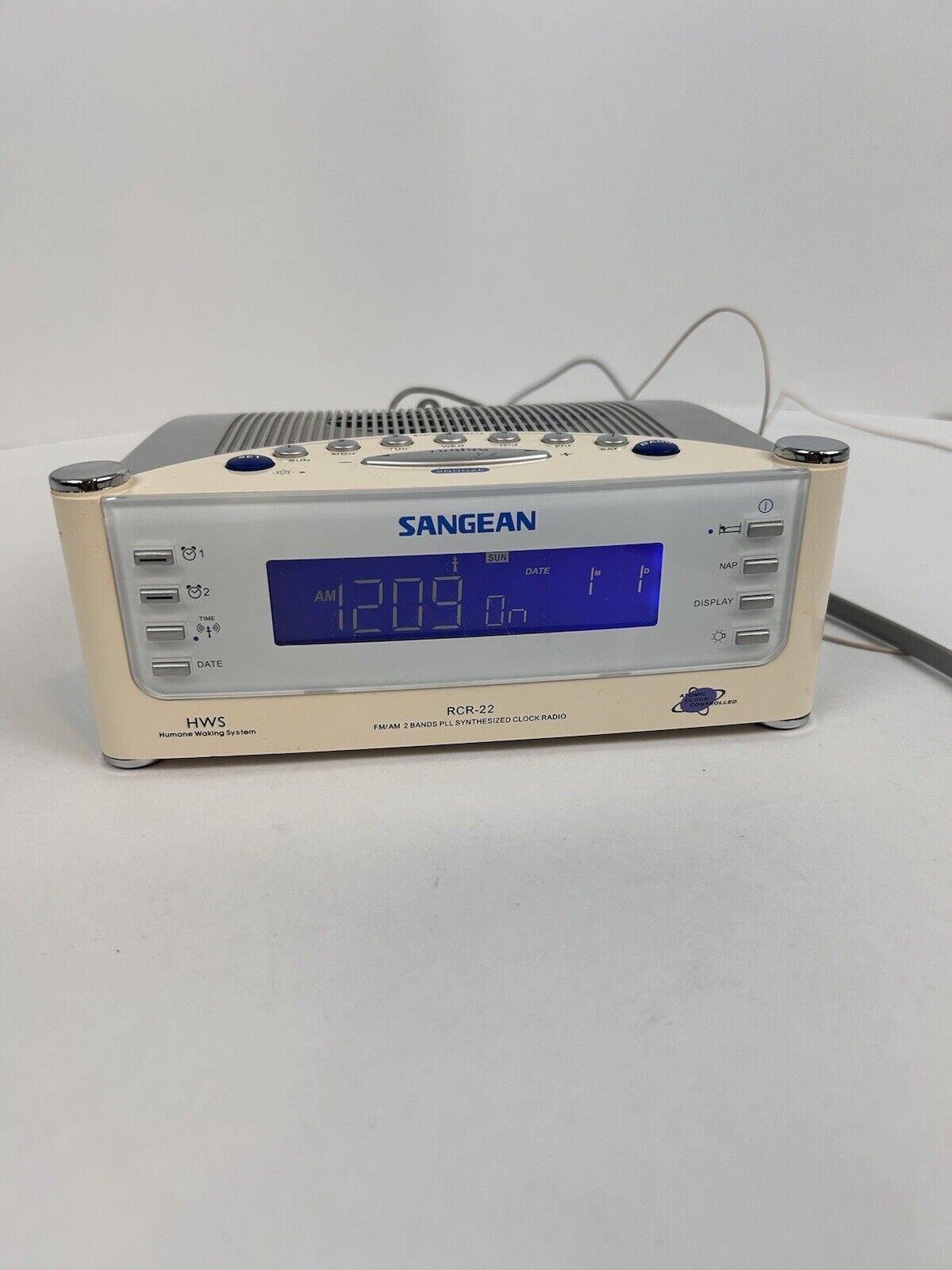 Sangean RCR-22 Atomic Digital Alarm Clock AM/FM 2 Bands Radio READ