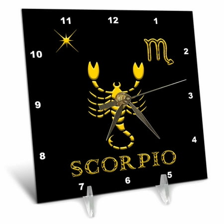 Scorpio Zodiac symbol. Image of a scorpion, a star and a sign 6x6 Desk Clock dc-324628-1