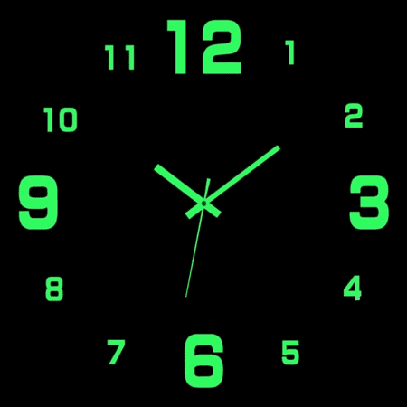 Shenbbrba 8 inch - 20 inch Frameless DIY Wall Clock Glow in The Dark, Modern 3D Mirror Wall Clock Decor Sticker DIY Clock Kit