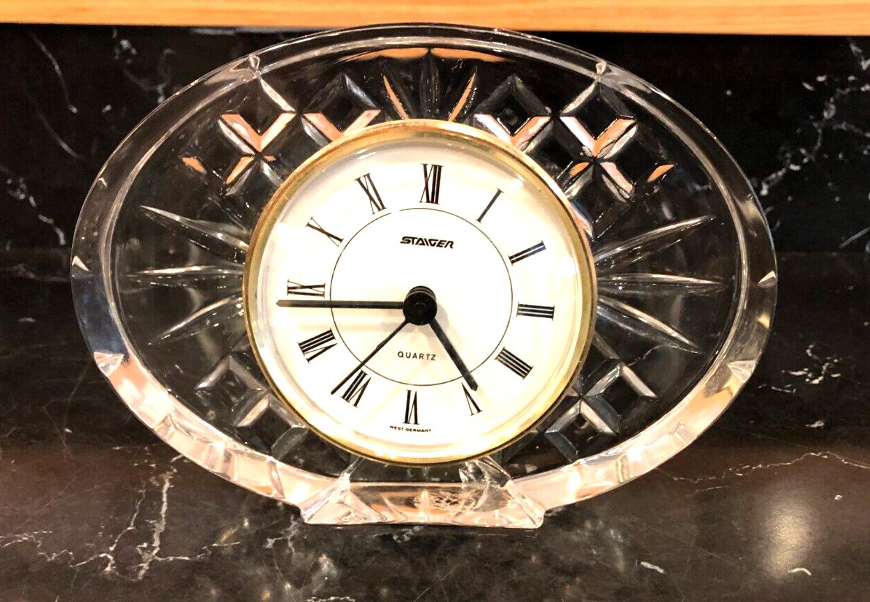 STAIGER Quartz Desk Mantel French Lead Crystal Clock Made In West Germany