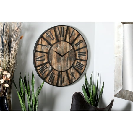 Studio 350 Brown Wooden Wall Clock with Black Accents 36 x 2 x 36