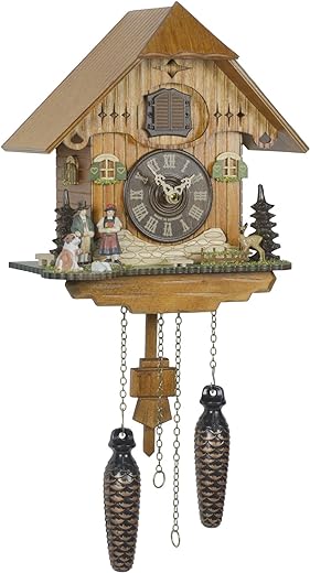 Trenkle Quartz Cuckoo Clock Black Forest House, Couple TU 427 Q