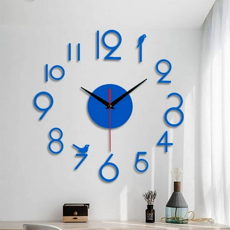 VBVC Frameless Large DIY Wall Mute Clock Frameless 3D Mirror Wall Clock For Living Room Home Office Decoration Stickers