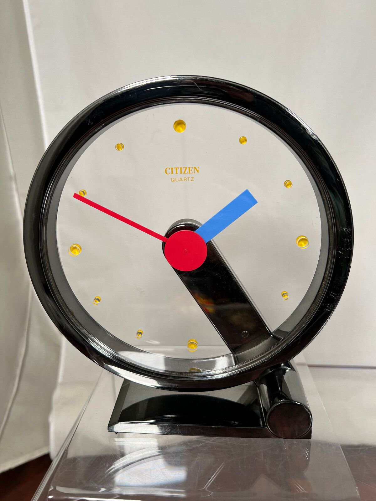 VERY RARE 80S POSTMODERN VINTAGE MEMPHIS AGE DESK TABLE CLOCK BY CITIZEN