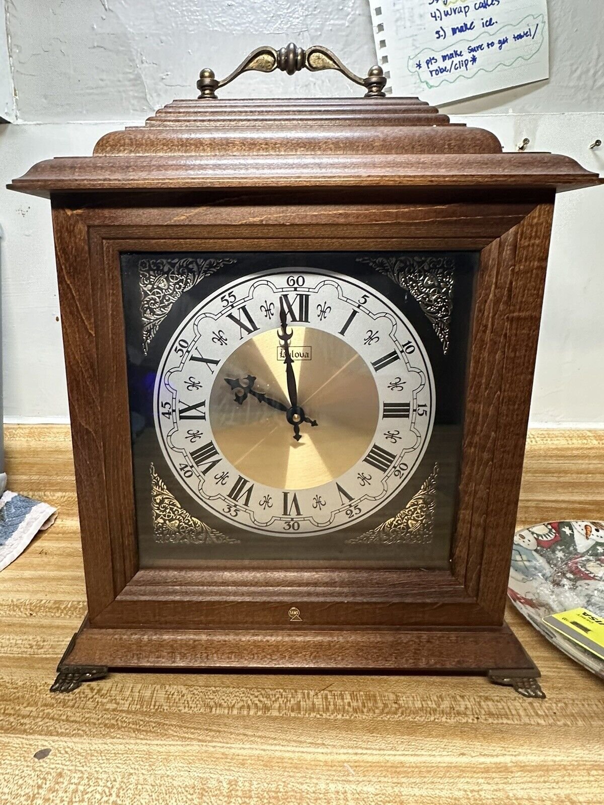 Vintage 1980 BULOVA Bracket Westminster Chime Mantle Clock BROWN UNIVERSITY