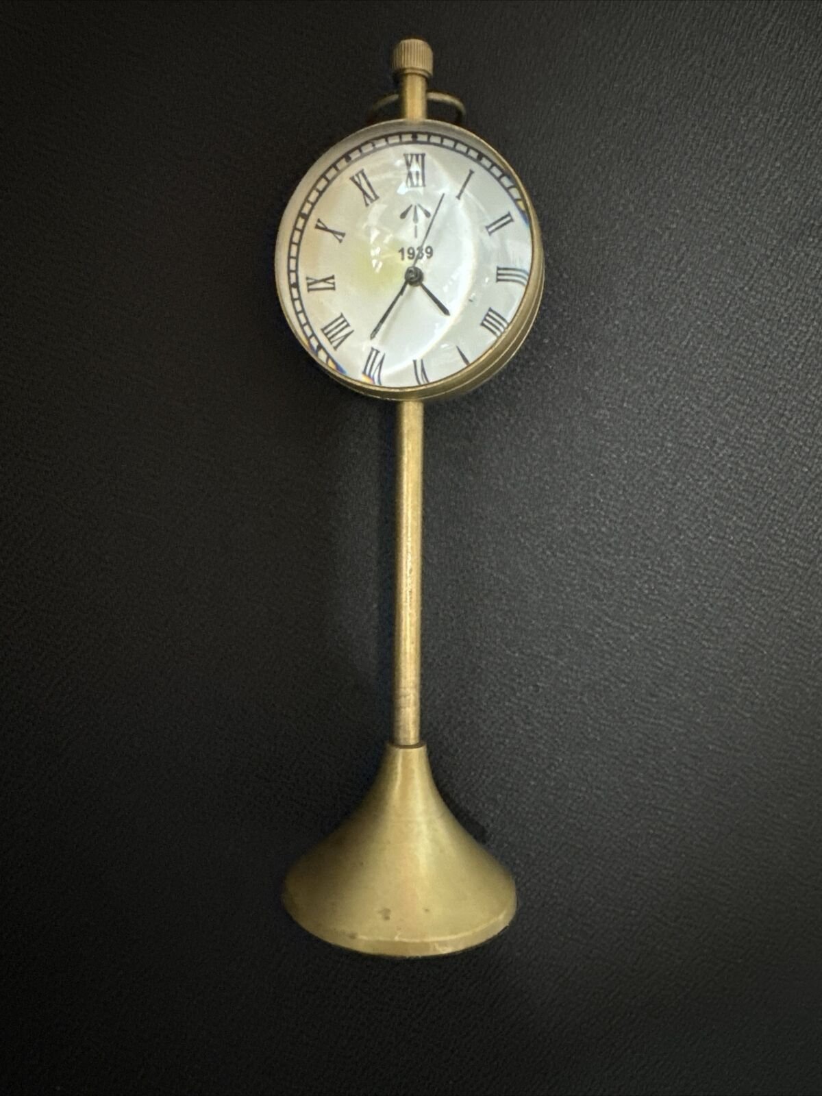 Vintage Brass Desk Clock Table Clock Antique Nautical 1939 Compass on back