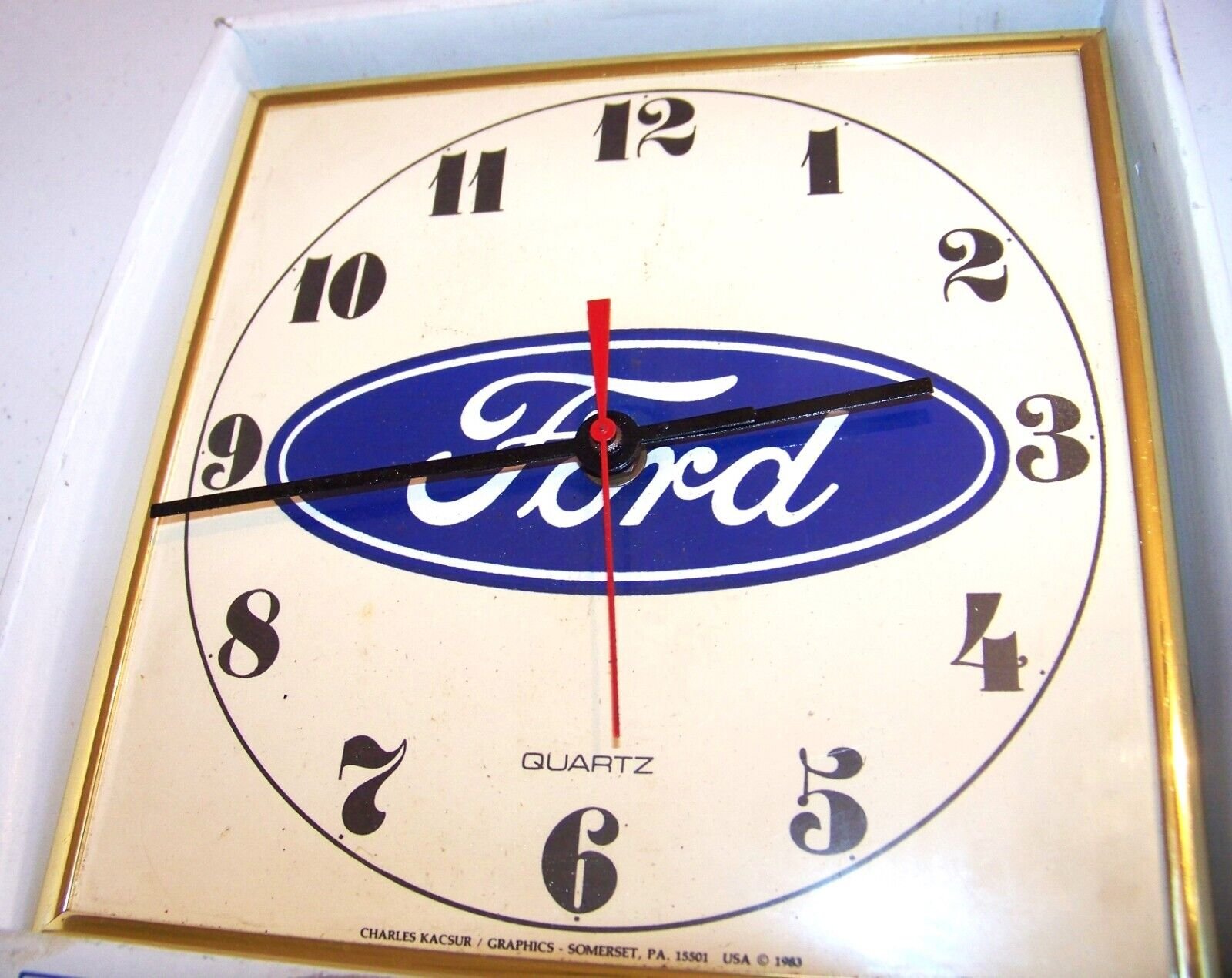 Vintage Ford Motor Company White Quartz Clock NEW
